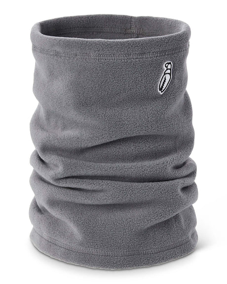 FruzzNeckTube-Grey neck gaiter with a brand logo on a white background