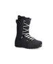Fuse- Black snowboard boot with white laces and a side BOA on a white background