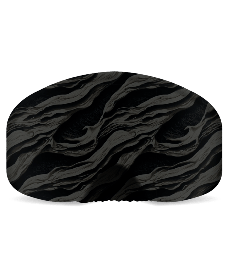 GoggleCover- A camouflage patterned goggle cover in blue and gray tones.