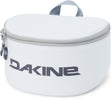 GOGGLESTASH-White Dakine bag with a gray zipper on a white background
