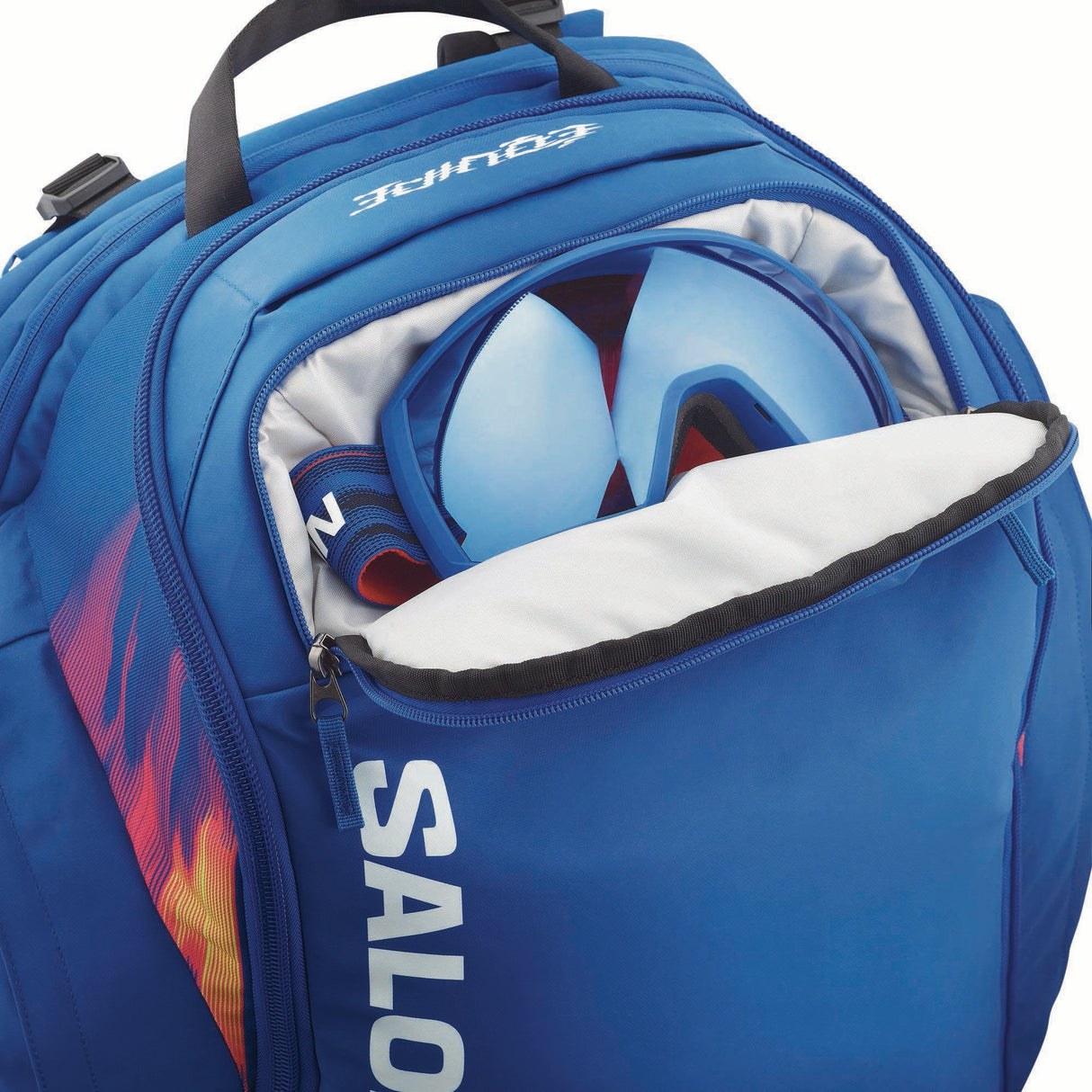 GOTOSNOW50-Blue Salomon backpack on a white background