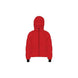 GeorgieJacket-A red hooded puffer jacket shown from the front on a plain white background.