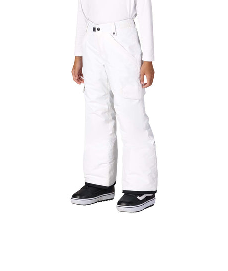 GirlsLolaInsulatedPant-White snow pants worn by a person on a white background