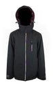 GirlsToesideJacket-Black jacket with a colorful zipper on a white background