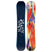 Gloss- Two views of a snowboard, one blue with floral design and one tie-dye with 'GNU' branding, on a white background.