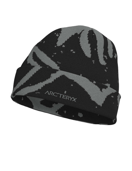 GrottoToque-Black and gray patterned beanie with Arc'teryx logo on a white background