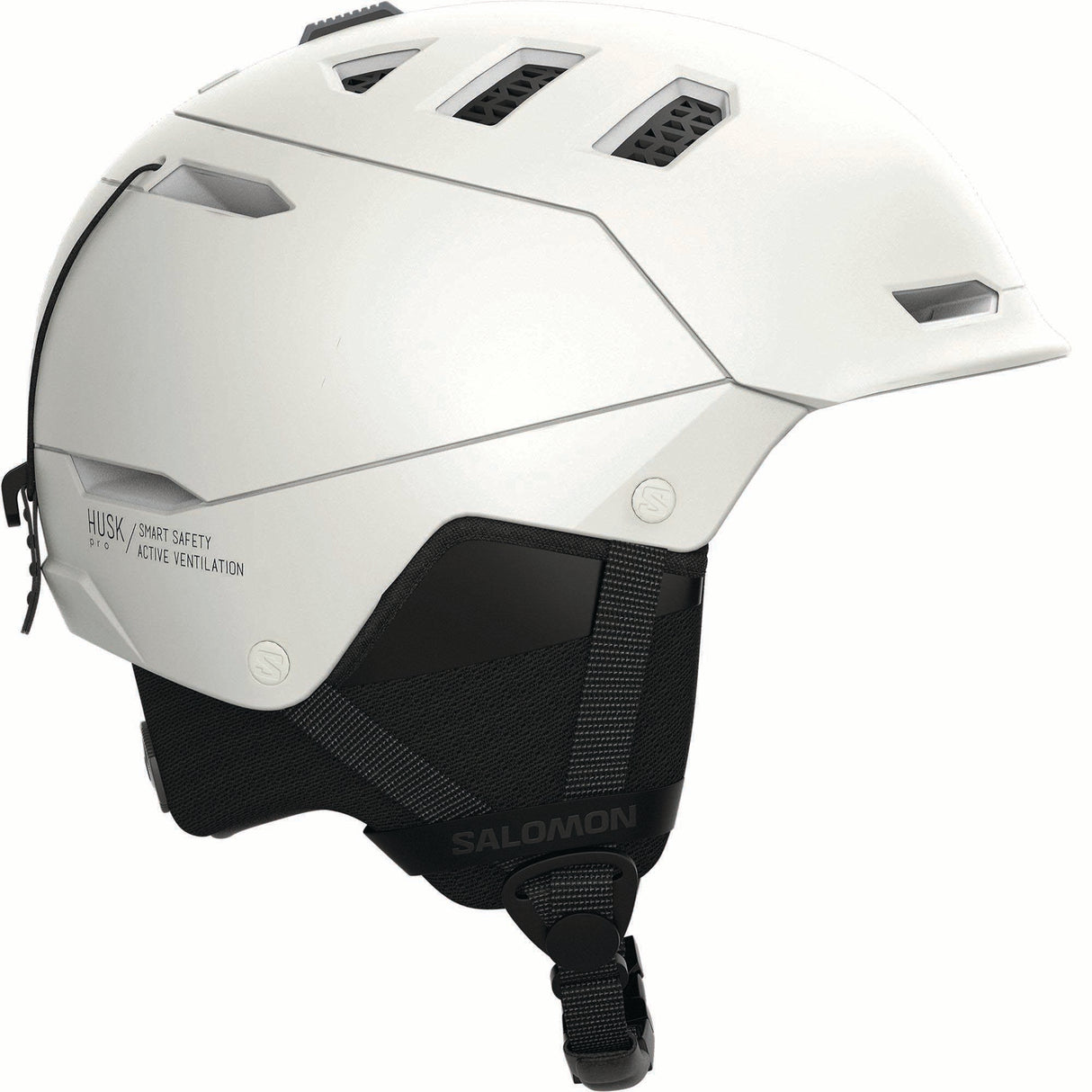 HUSKPROMIPS-White helmet with black interior and visible brand logo on a white background