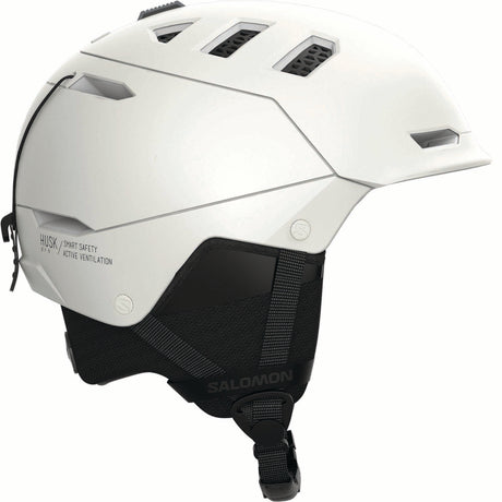 HUSKPROMIPS-White helmet with black interior and visible brand logo on a white background