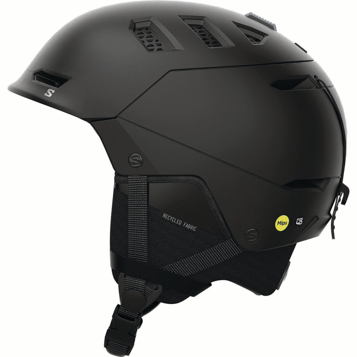 HUSKPROMIPS-Black helmet with black interior and visible brand logo on a white background