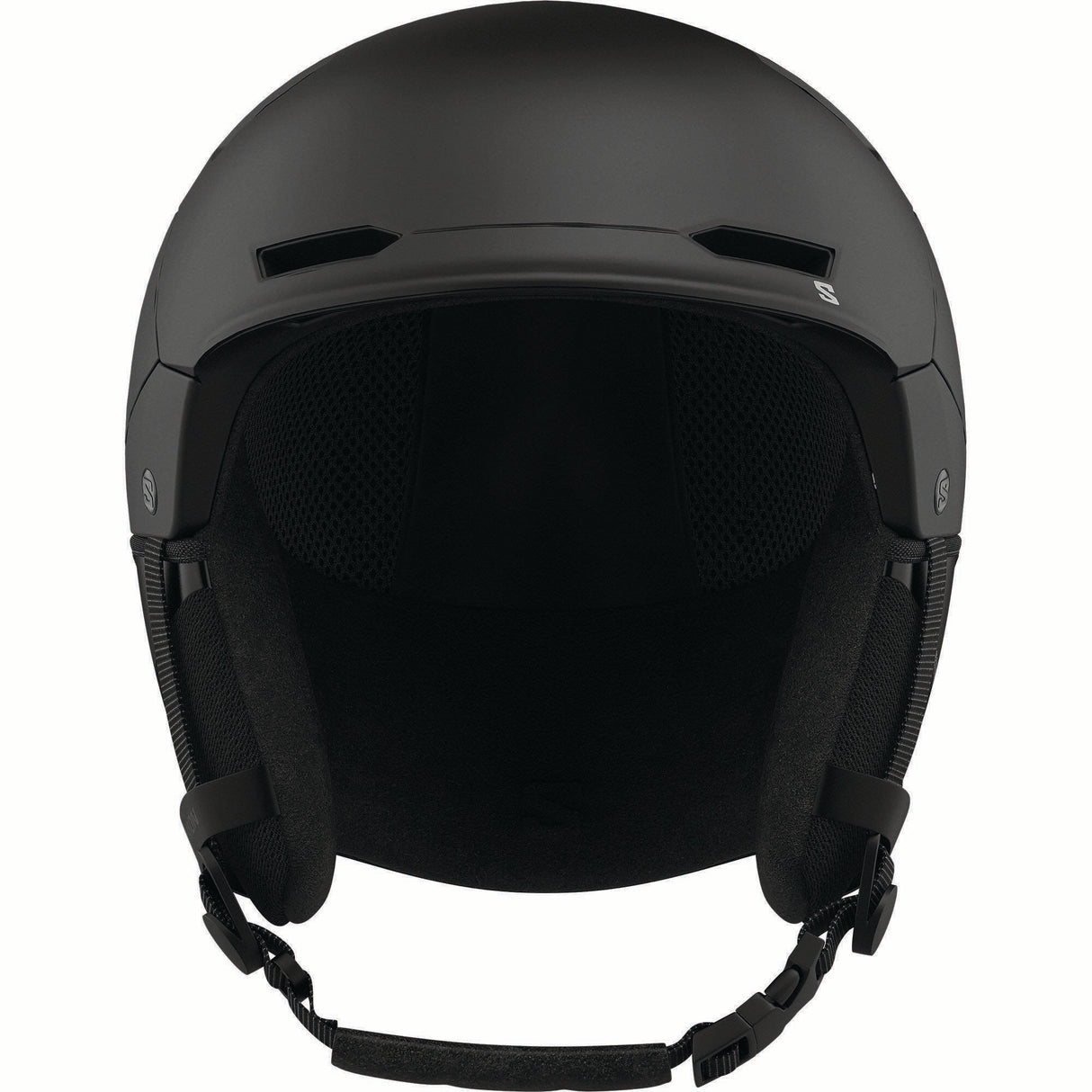HUSKPROMIPS-Black helmet with black interior and visible brand logo on a white background
