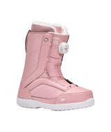 Haven- Pink and white snowboard boot on a white background