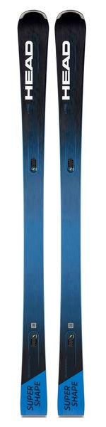 HeadSupershapeE-TitanSkis2023- Black and blue ski on a white background