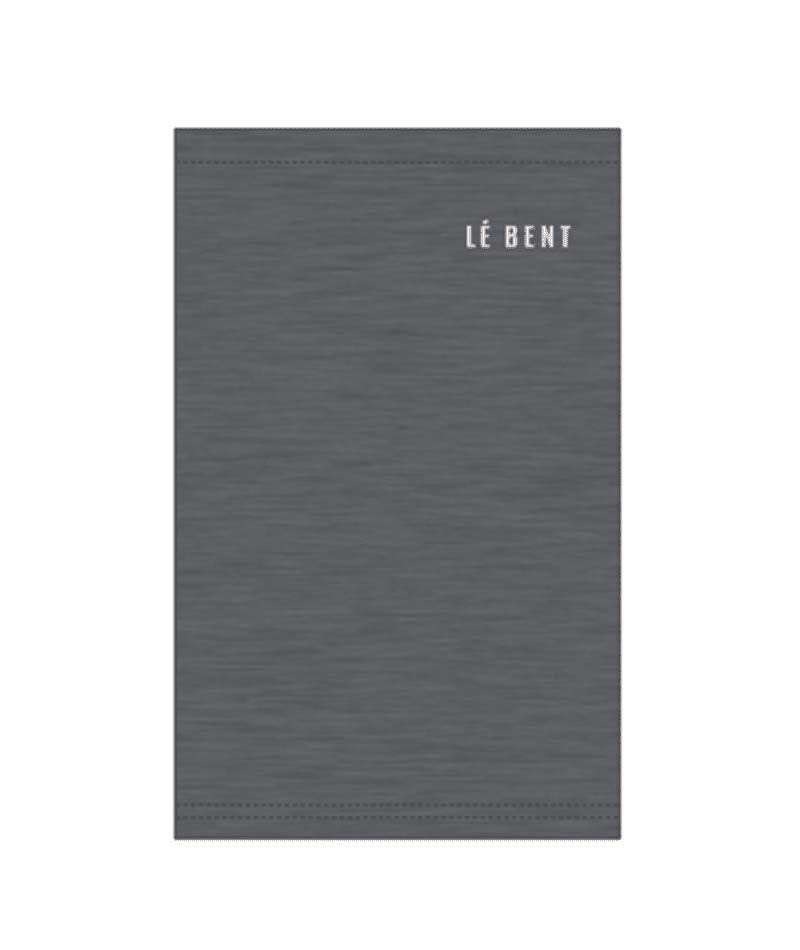 HeavyweightAntarcticGridFleeceNeckGaiter-Gray neck gaiter with 'LE BENT' branding on a white background