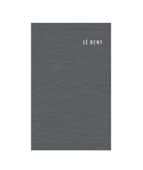 HeavyweightAntarcticGridFleeceNeckGaiter-Gray neck gaiter with 'LE BENT' branding on a white background