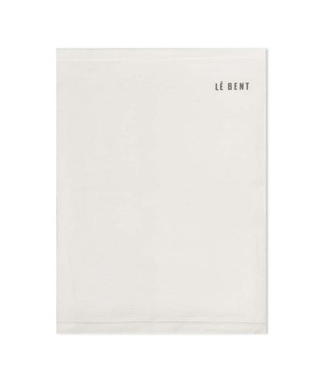 HeavyweightAntarcticGridFleeceNeckGaiter-White neck gaiter with 'LE BENT' branding on a white background