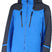 HeliosMensInsulatedJacket- A blue and dark gray hooded technical jacket with a full front zipper and multiple zippered pockets, shown on a plain white background.