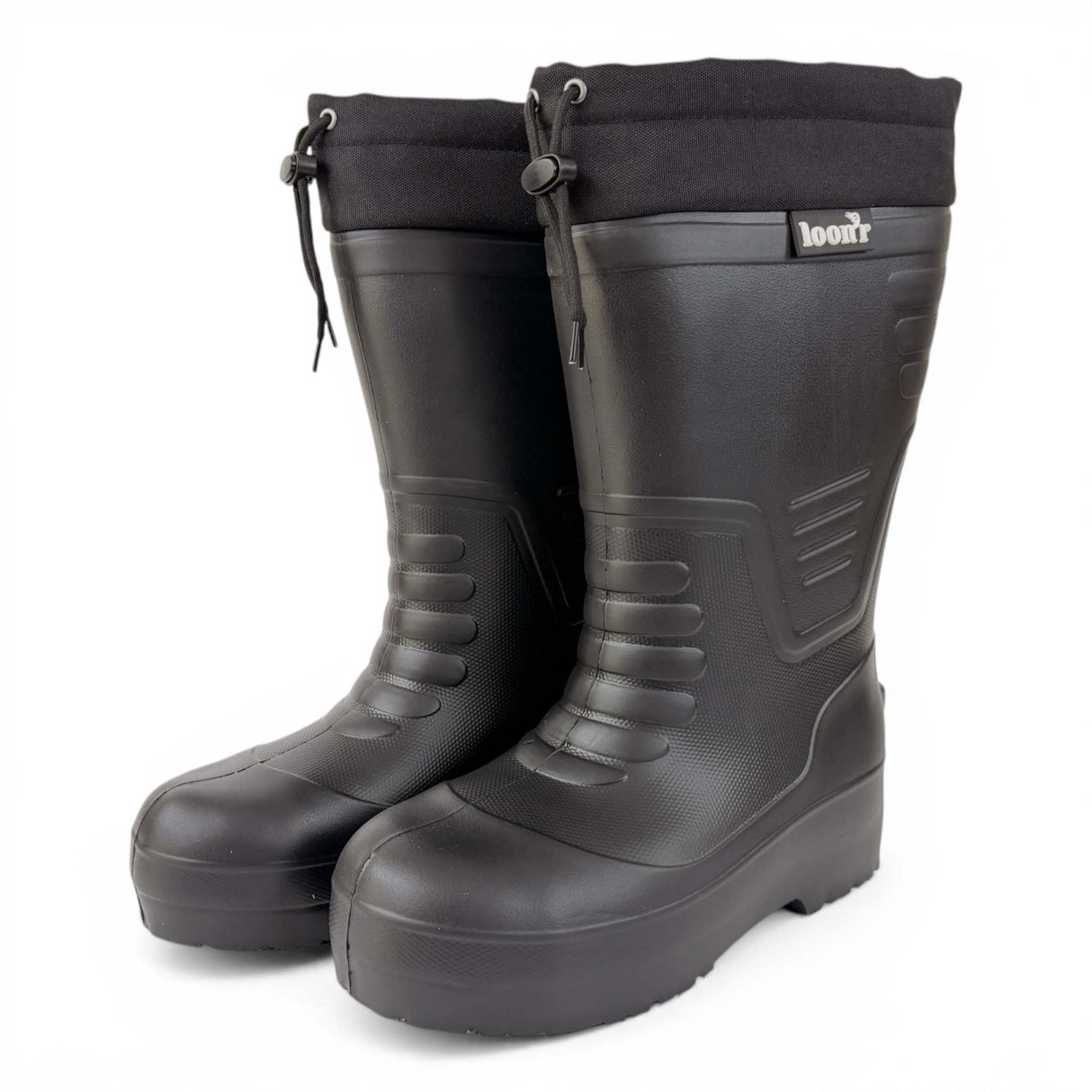 HiFlyer- Black rubber boots on a white background