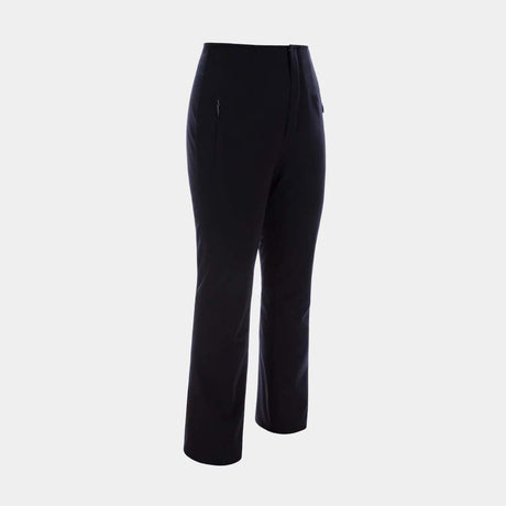 HighHeavenStretchPant-Black tailored trousers with a high waist, straight legs, and zippered side pockets, shown on a light gray background.