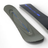 Highpath- Grey, black and dark blue snowboard shown on a white background 