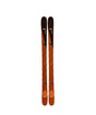 HoneyBadger- Orange and black skis with visible branding on a white background