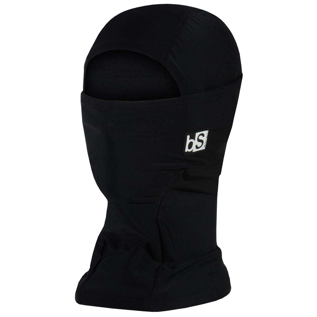 Hood-Black balaclava with a logo on a white background