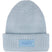 HorizonBeanie-A light blue ribbed knit beanie hat with a folded cuff and a square patch on the front featuring the 'swix' logo.