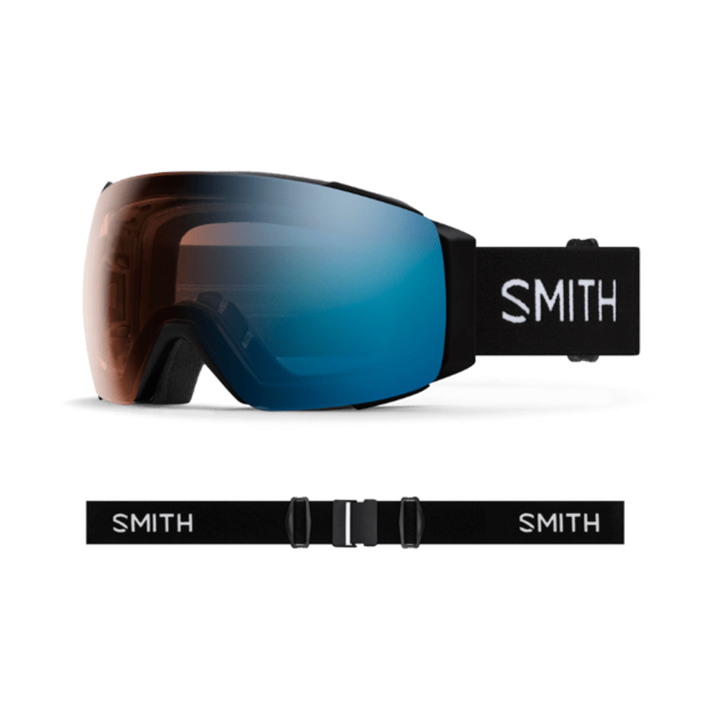 I_OMagGoggle-Smith goggles with a black strap on a white background