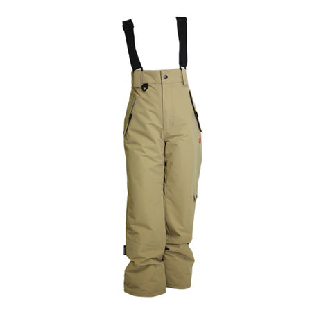 Rodeo Pant-Khaki bib overalls with black straps on a white background