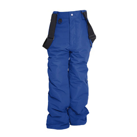 Rodeo Pant-Blue snow pants with black suspenders on a white background