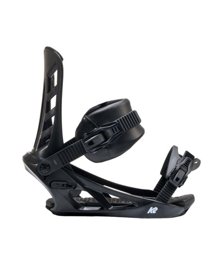 Indy- Black snowboard binding on a white background