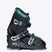 Indy3-A black ski boot with teal accents and silver buckles, shown from a side profile on a light gray background.