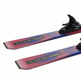 JR.LEQUIPEMC5GW-Pair of blue and purple Salomon skis on a white background