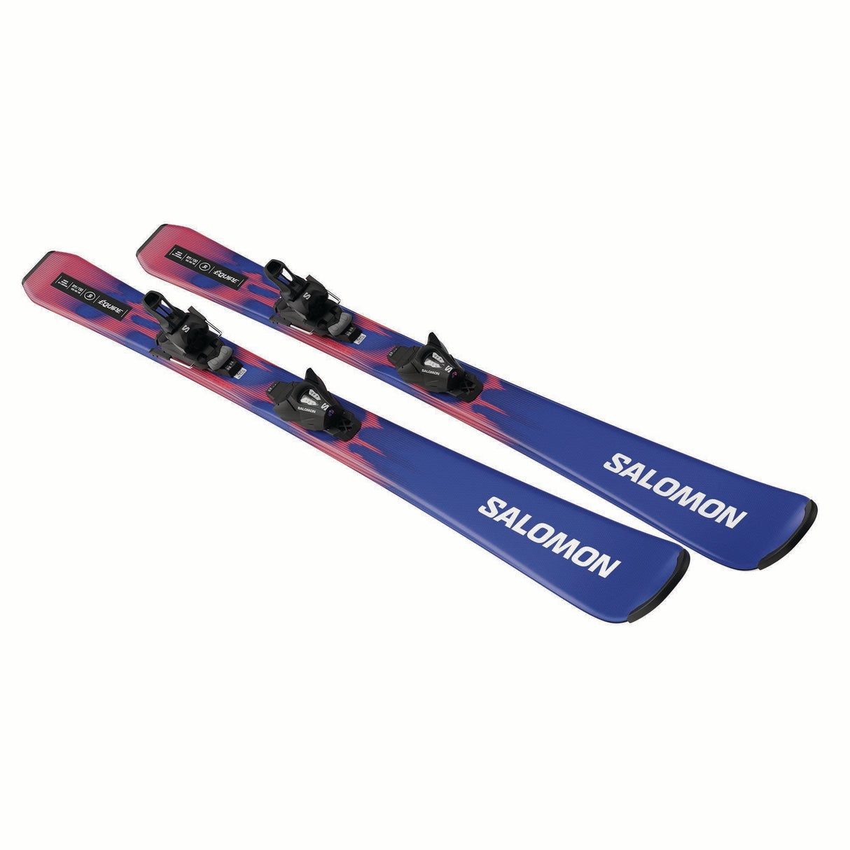 JR.LEQUIPEMC5GW-Pair of blue and purple Salomon skis on a white background