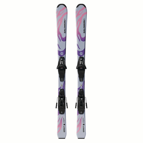 JR.LQSTCOSMICSKYSC5GW-Pair of Salomon skis with bindings on a white background