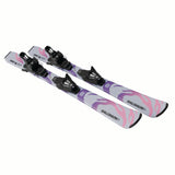 JR.LQSTCOSMICSKYSC5GW-Pair of Salomon skis with bindings on a white background