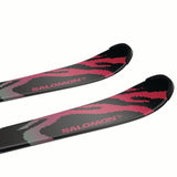 JR.QSTCOSMICSKYSC5GW-Pair of Salomon skis with bindings on a white background