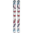 JR.QSTBLANKTEAM-A pair of Salomon skis shown vertically against a plain white background, featuring a white base with a colorful abstract pattern of black, red, purple, and blue.
