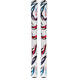 JR.QSTBLANKTEAM-A pair of Salomon skis shown vertically against a plain white background, featuring a white base with a colorful abstract pattern of black, red, purple, and blue.