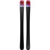 JR.QSTBLANKTEAM-A pair of Salomon skis shown vertically against a plain white background, featuring a white base with a colorful abstract pattern of black, red, purple, and blue.