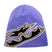 JibSkullyBeanie-Purple beanie with a black and brown logo on a white background
