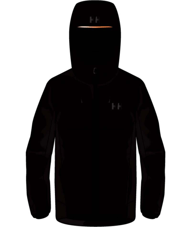 Jr.AlphaJacket-Black hooded jacket with brand logo on a white background