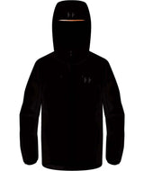 Jr.AlphaJacket-Black hooded jacket with brand logo on a white background