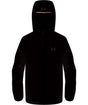 Jr.AlphaJacket-Black hooded jacket with brand logo on a white background