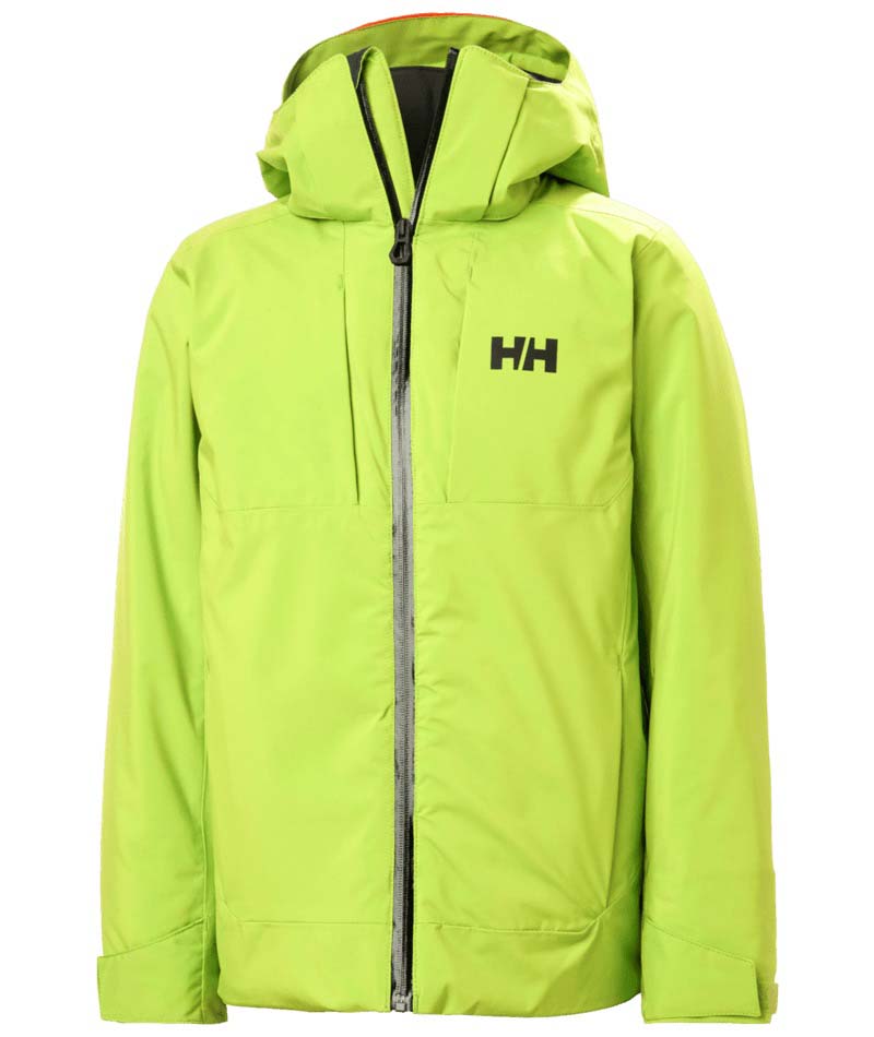 Jr.AlphaJacket-Bright green jacket with a brand logo on a white background