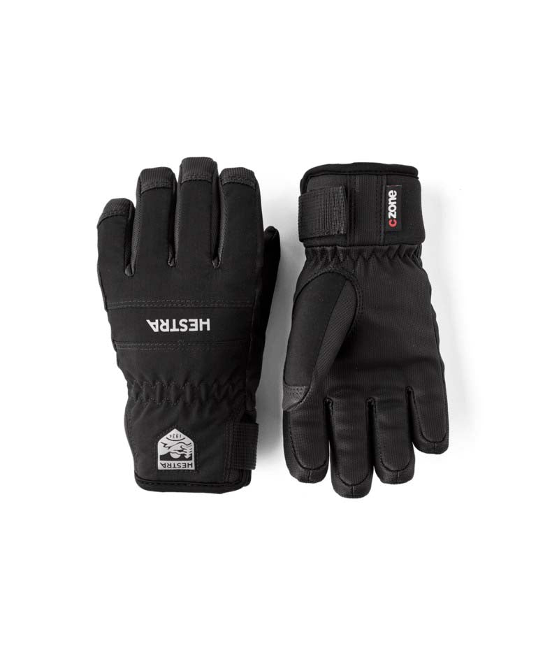 Jr.FeroxCZoneGlove-Pair of black gloves on a white background