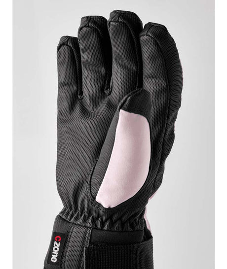 Jr.FeroxCZoneGlove-Pair of pink and black gloves on a white background
