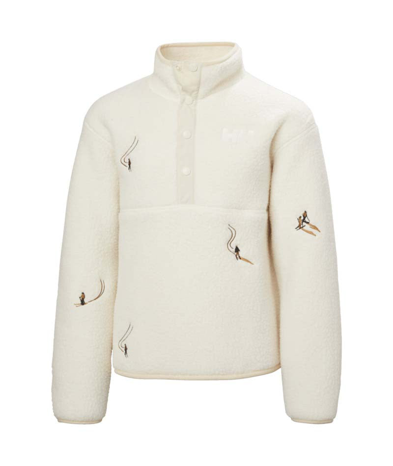 Jr.FrostyPileSweater-White jacket with decorative elements on a white background