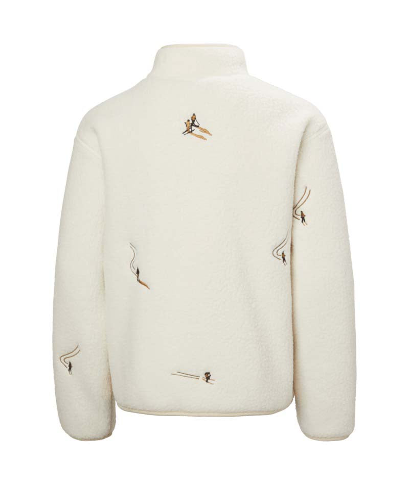Jr.FrostyPileSweater-White jacket with decorative elements on a white background