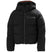 Jr.GirlNoraPuffyJacket-Black puffer jacket with a hood on a white background