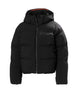 Jr.GirlNoraPuffyJacket-Black puffer jacket with a hood on a white background